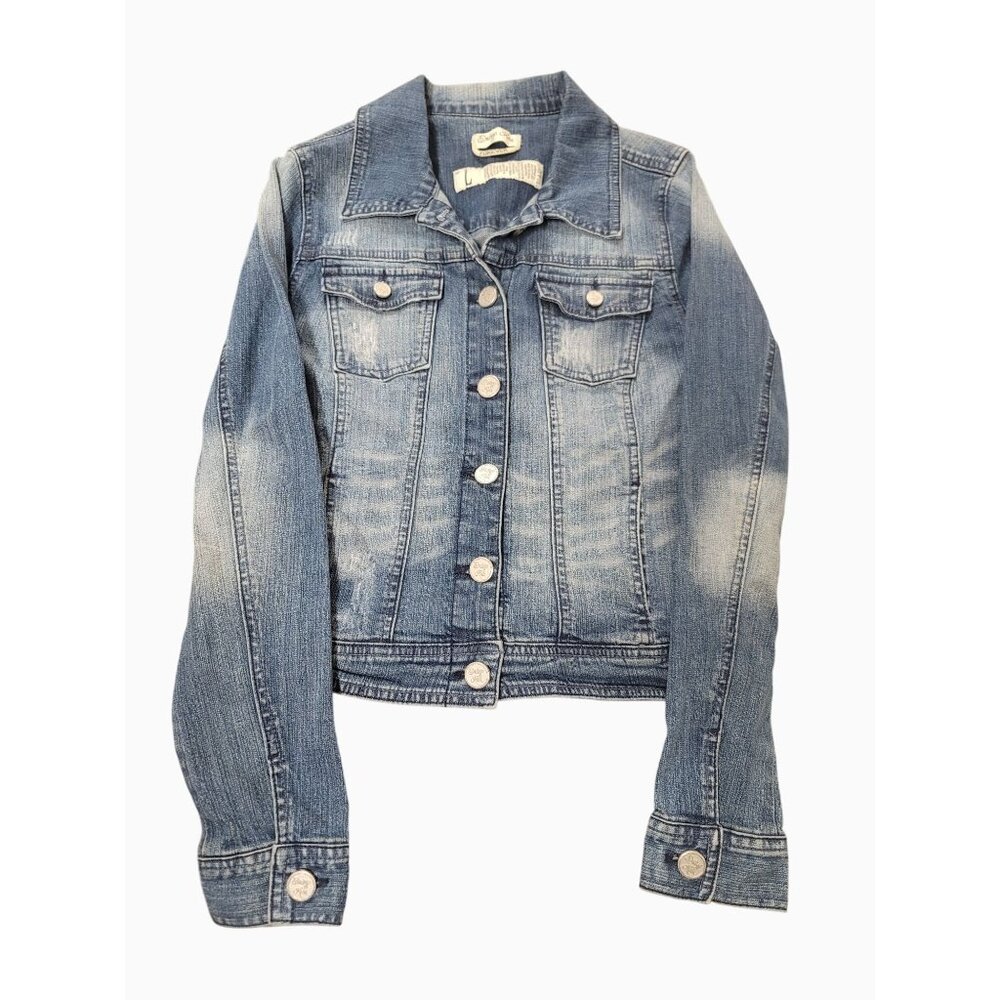 Indigo Rein Womens Denim Jacket Vintage-Inspired Style Size Large